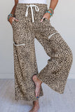Leopard Print Wide-Leg Casual Pants