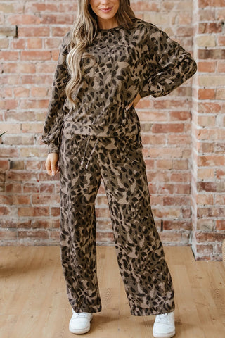 Leopard Print Pullover Pants Set