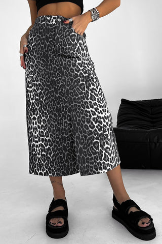 Leopard Print Midi Skirt