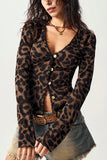 Animal Print Button-Front Blouse