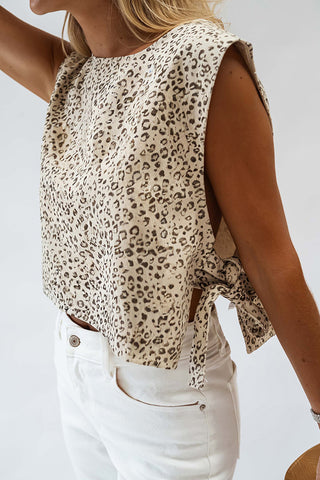 Leopard Print Tank Top with Side Ties