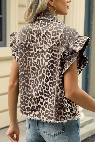 Sleeveless Ruffled Denim Jacket