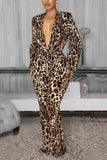 Leopard Print Tie-Waist Jumpsuit