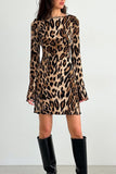 Leopard Print Long Sleeve Dress
