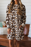 Leopard Long Sleeve T Shirt Dress