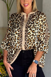 Leopard Print Button-Front Blouse