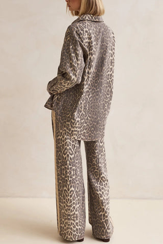Leopard Print Button-Down Blouse