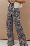 Leopard Print Straight Jeans