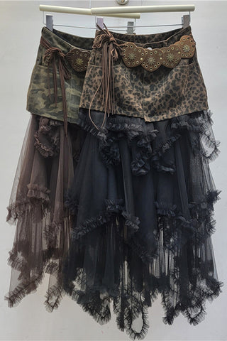 Layered Ruffle Midi Skirt