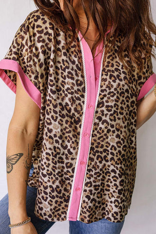 Patterned Button-Down Blouse
