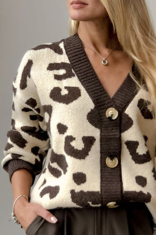 Button-Up Leopard Print Cardigan