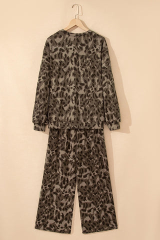 Leopard Print Pullover Pants Set