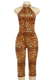 Chic Halter Leopard Print Jumpsuit