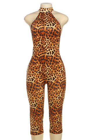 Chic Halter Leopard Print Jumpsuit