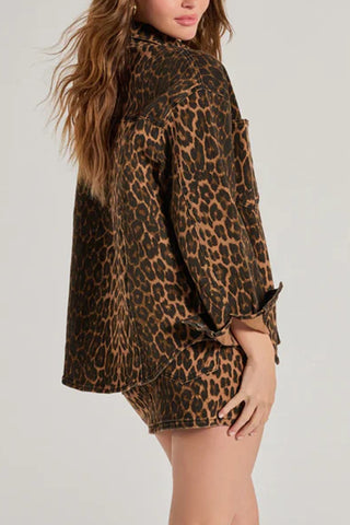 Leopard Print Denim Jacket