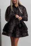Animal Print Long Sleeve Casual Dress