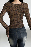 Stylish Cowl Neck Leopard Top