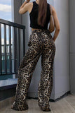 Wide-Leg Animal Print Casual Pants
