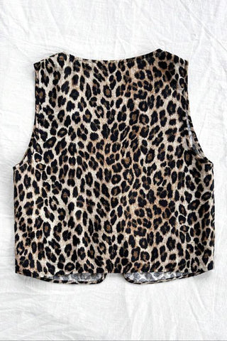 Tie-Front Leopard Vest