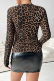 Cutout Leopard Print Long Sleeve Top