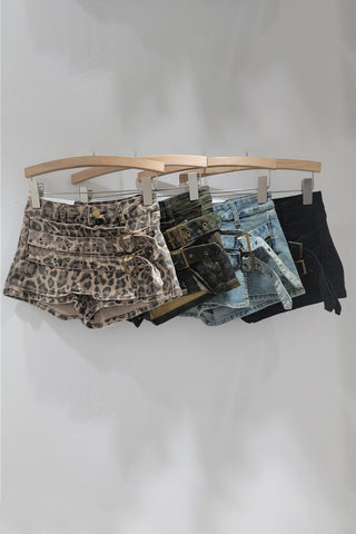 Belted High-Waist Casual Shorts