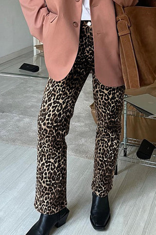Animal Print Casual Pants