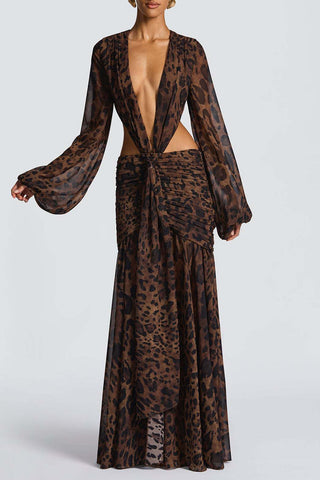 Draped Cutout Casual Maxi Dress