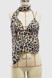 Polka Dot Halter Tank with Scarf Detail