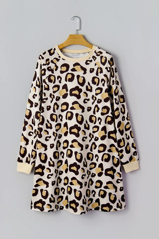 Leopard Long Sleeve T Shirt Dress