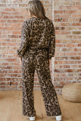 Leopard Print Pullover Pants Set