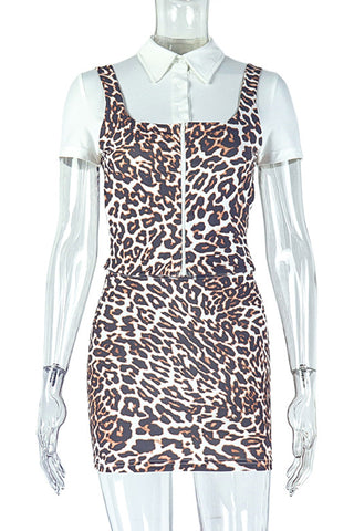 Chic Animal Print Skirt Set