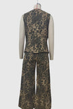 Sleeveless Button-Front Vest Set