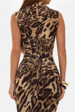 Chic Animal Print Skirt Set