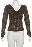 Stylish Cowl Neck Leopard Top