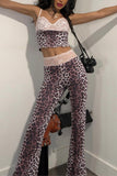 Spaghetti Strap Leopard Pants Set