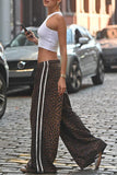 Leopard Print Wide-Leg Casual Pants