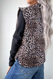 Leopard Quilted Full-Zip Casual Puff Vest