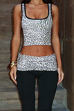 Sleeveless Zebra Print Pants Set