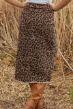 Animal Print Midi Skirt with Side Slit