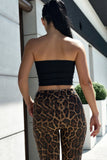 Strapless Leopard Print Cropped Pants Set