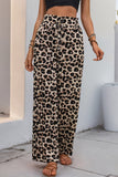 Leopard Print Wide-Leg Casual Pants