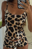 Spaghetti Strap Leopard Short Set