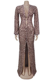 Plunge-Front Wrap Maxi Dress