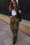 Leopard Print Wide-Leg Casual Pants