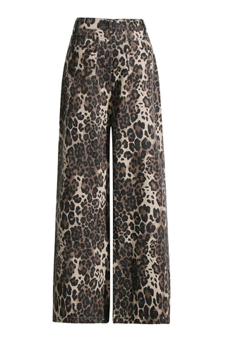 Distressed Leopard Print Casual Pants