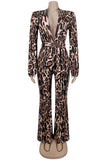 Leopard Print Tie-Waist Jumpsuit