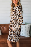 Leopard Long Sleeve T Shirt Dress