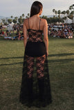 Lace Overlay Shorts Set with Spaghetti Straps