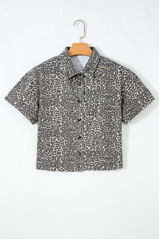 Leopard Print Short Sleeve Shirt