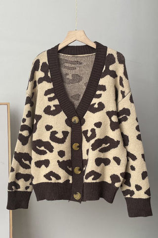 Button-Up Leopard Print Cardigan